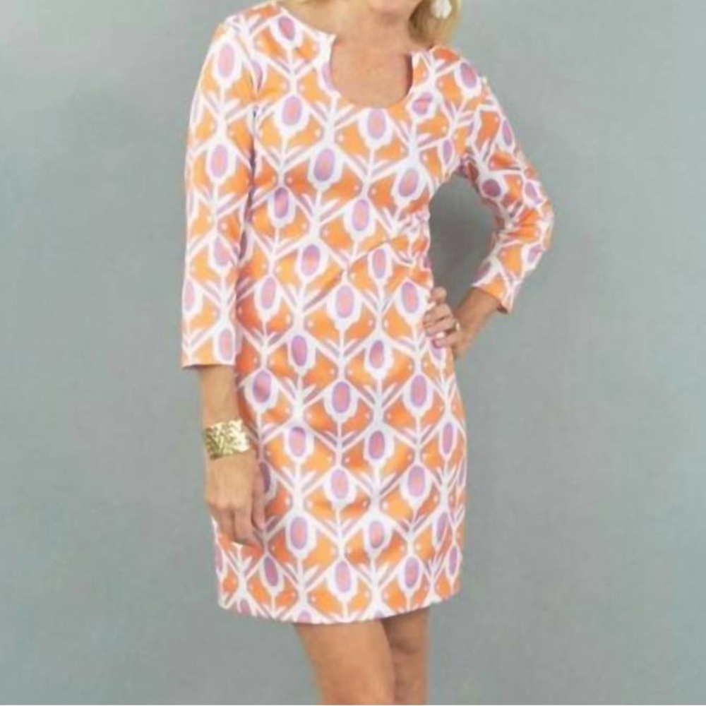 CK Bradley Islesboro‎ Dress In Larkin Orange and Purple Pattern size XL